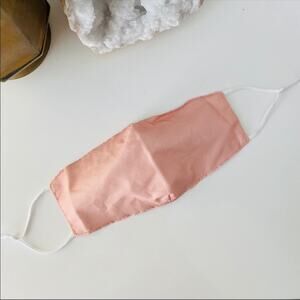 NEW Blush Pink White Fabric Cloth Adjustable Elastic Face Covering Mask s/2